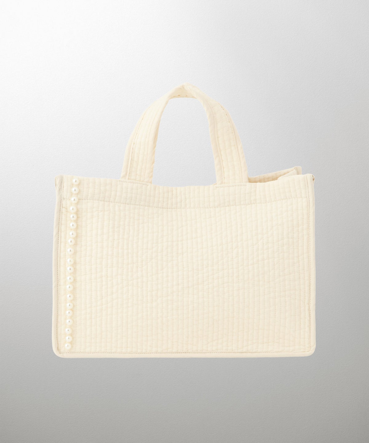 マチ付き パールトリム ヌビ バッグ large オフィス かわいい アイボリー グレー チャコール ブラック フリー