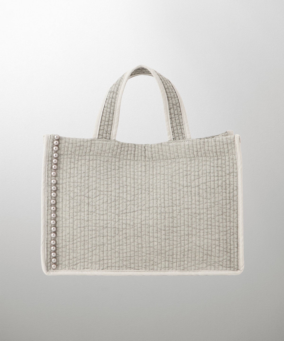 マチ付き パールトリム ヌビ バッグ large オフィス かわいい アイボリー グレー チャコール ブラック フリー