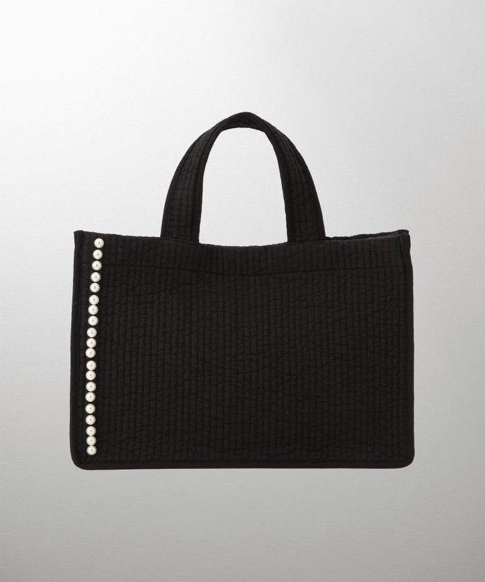 マチ付き パールトリム ヌビ バッグ large オフィス かわいい アイボリー グレー チャコール ブラック フリー