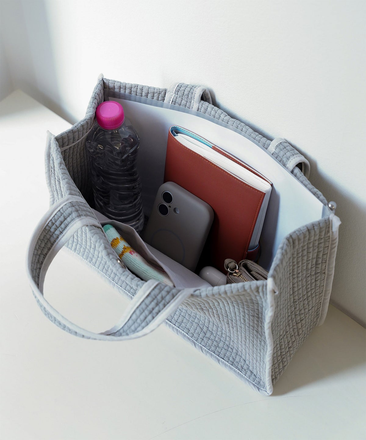 マチ付き パールトリム ヌビ バッグ large オフィス かわいい アイボリー グレー チャコール ブラック フリー