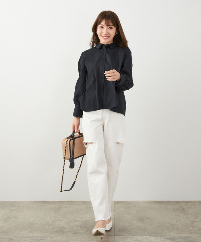 手洗い可 オフィス おしゃれ フェミニン 大人カジュアル 上品 きれいめ 長袖 白 ジョイントスペース