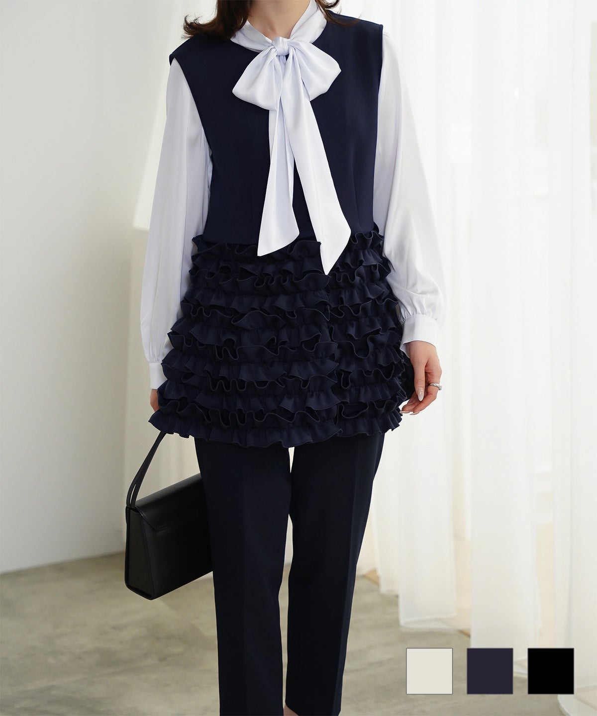 2way フリルヘム ジレ HUIT 全3色｜hit211-0350【1】