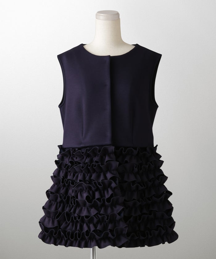 2way フリルヘム ジレ ホワイト ネイビー ブラック ペプラム ホワイト ネイビー ブラック フリー