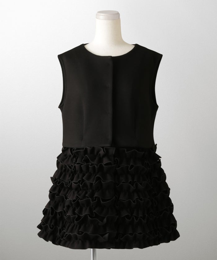 2way フリルヘム ジレ ホワイト ネイビー ブラック ペプラム ホワイト ネイビー ブラック フリー