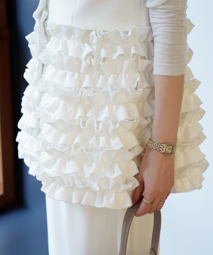 2way フリルヘム ジレ ホワイト ネイビー ブラック ペプラム ホワイト ネイビー ブラック フリー