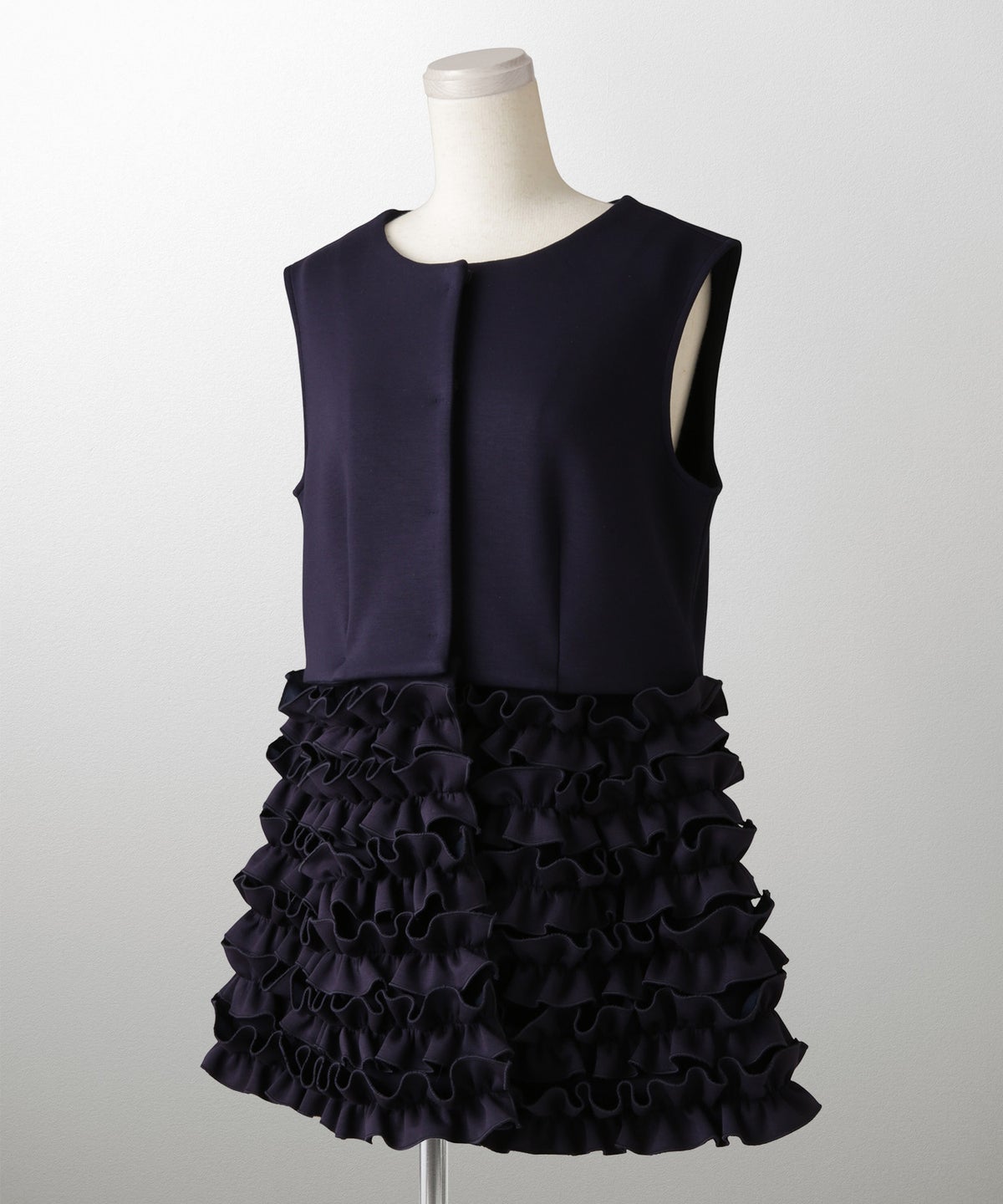 2way フリルヘム ジレ ホワイト ネイビー ブラック ペプラム ホワイト ネイビー ブラック フリー