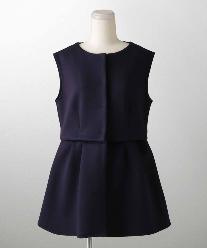 2way フリルヘム ジレ ホワイト ネイビー ブラック ペプラム ホワイト ネイビー ブラック フリー