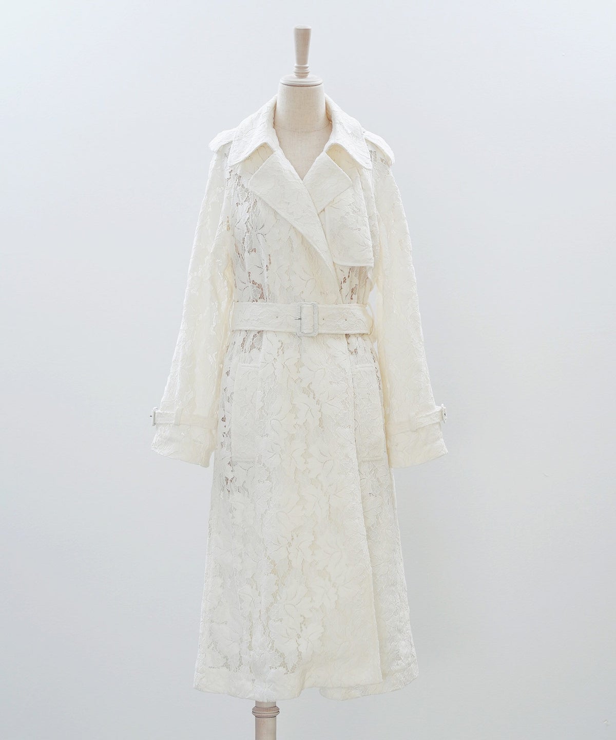 総レース ロング トレンチコート ホワイト ピンク ネイビー 総レース ロング トレンチコート ＆BLOOM（アンドブルーム）