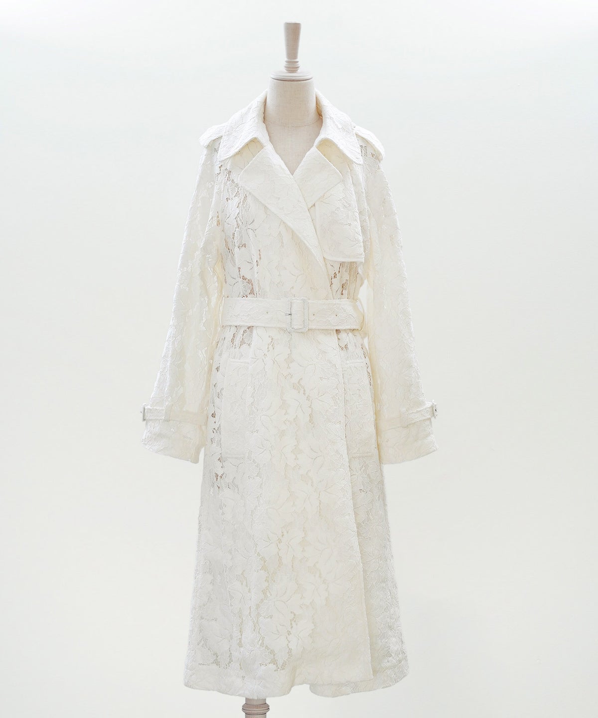 総レース ロング トレンチコート ホワイト ピンク ネイビー 総レース ロング トレンチコート ＆BLOOM（アンドブルーム）