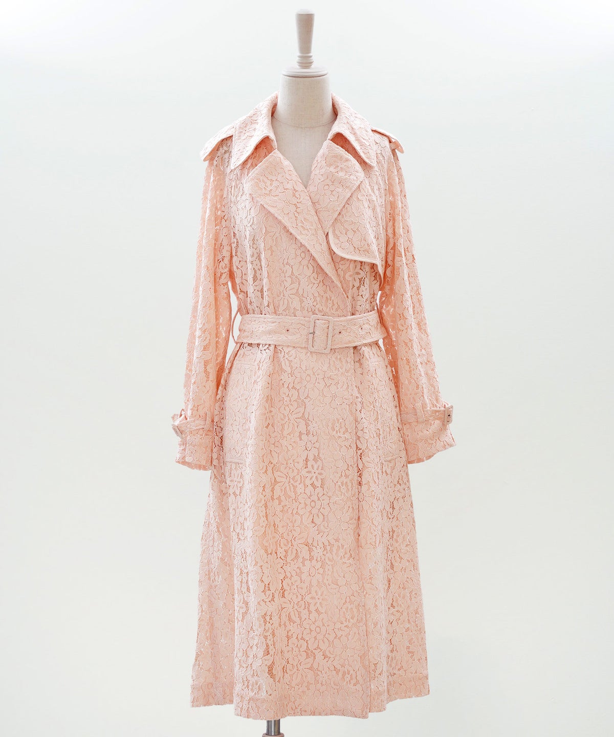 総レース ロング トレンチコート ホワイト ピンク ネイビー 総レース ロング トレンチコート ＆BLOOM（アンドブルーム）