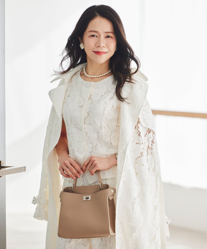 総レース ロング トレンチコート ホワイト ピンク ネイビー 総レース ロング トレンチコート ＆BLOOM（アンドブルーム）