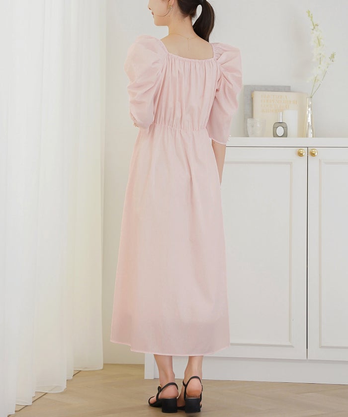 ワンピース カシュクール 半袖 6分袖  パール パワショル フェミニン 大人 マタニティ