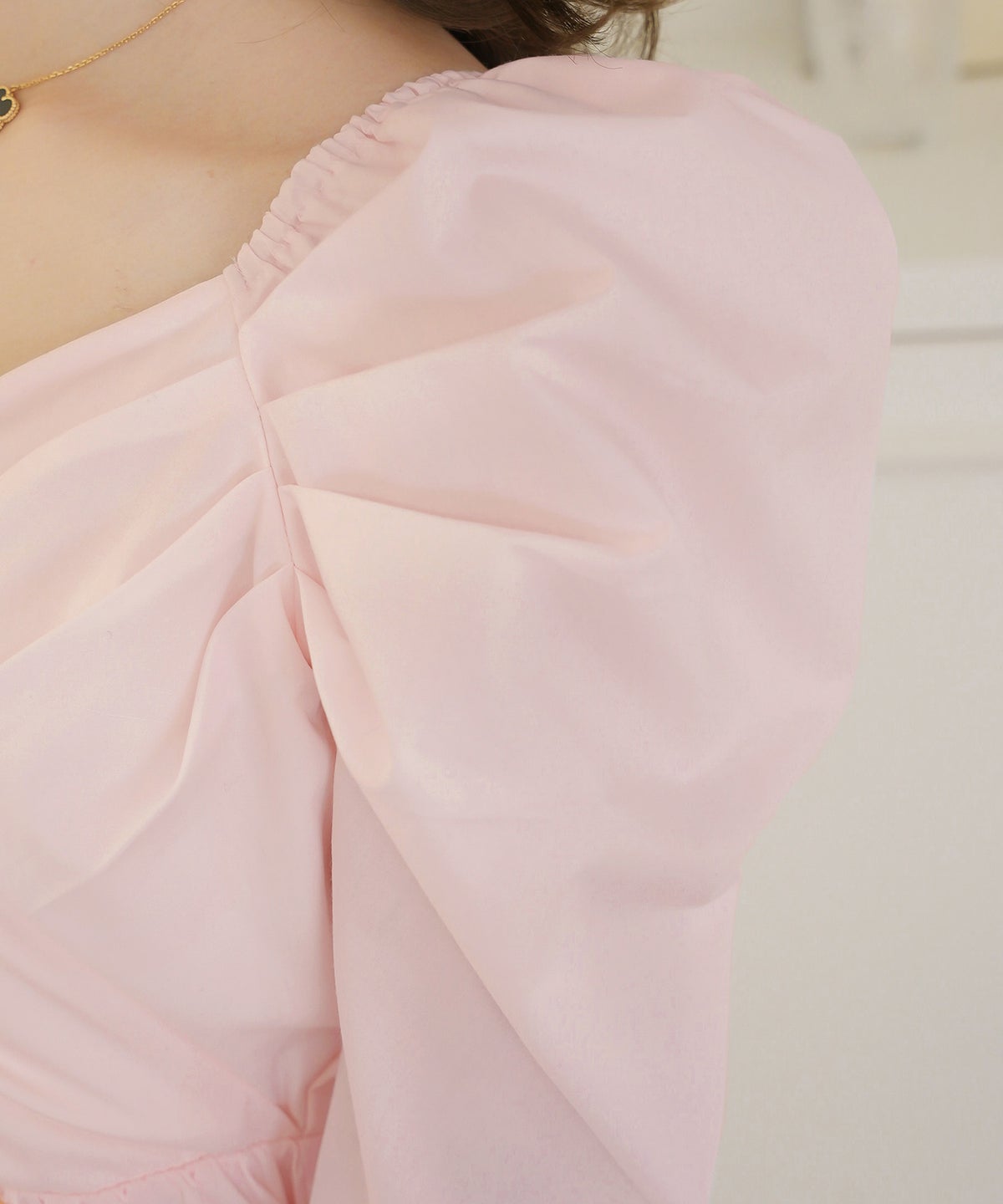 ワンピース カシュクール 半袖 6分袖  パール パワショル フェミニン 大人 マタニティ