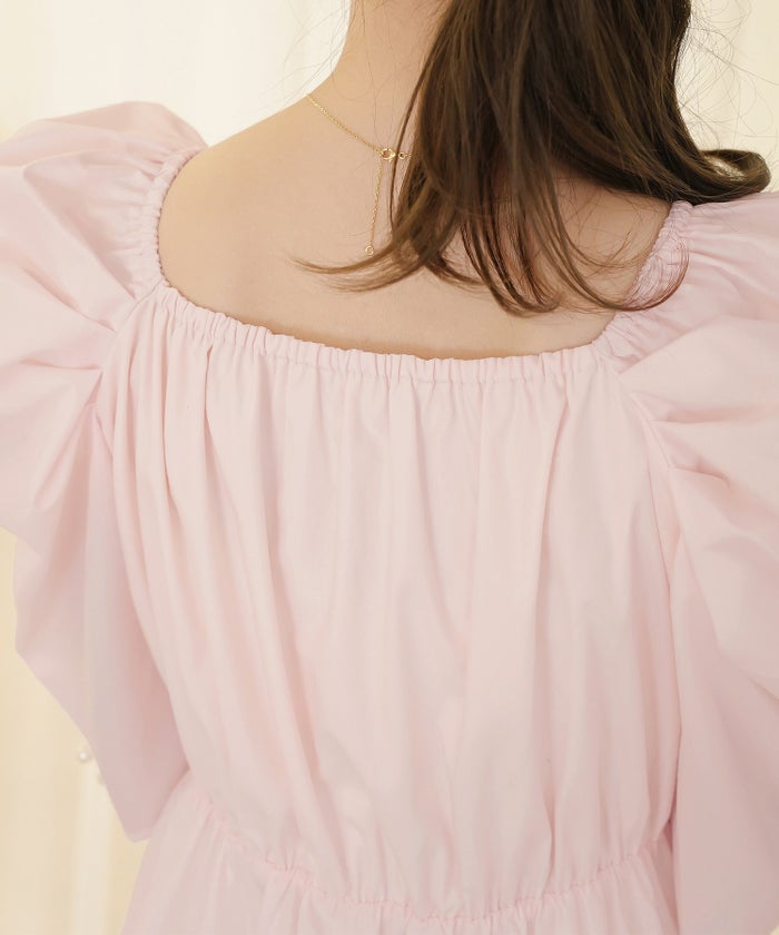 ワンピース カシュクール 半袖 6分袖  パール パワショル フェミニン 大人 マタニティ