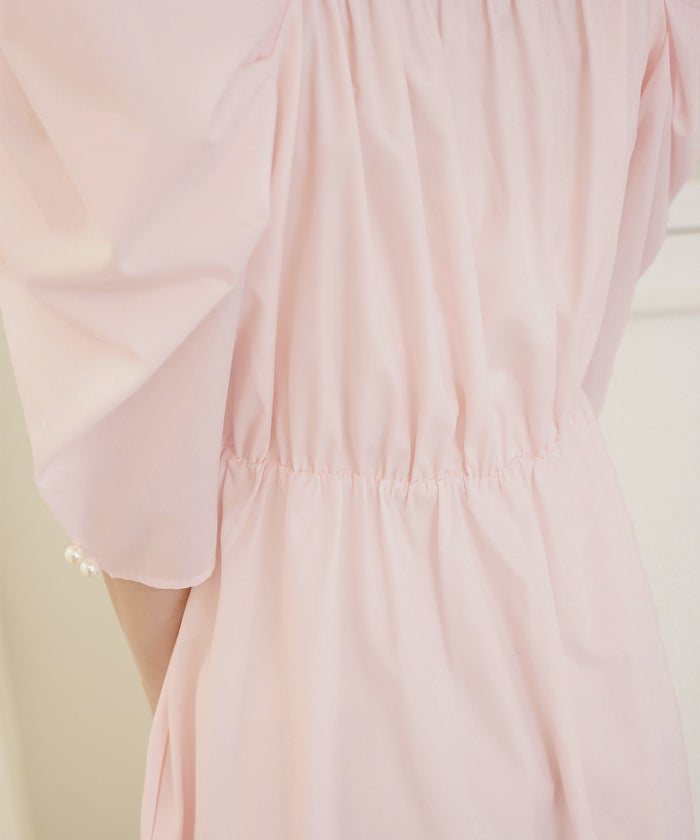 ワンピース カシュクール 半袖 6分袖  パール パワショル フェミニン 大人 マタニティ