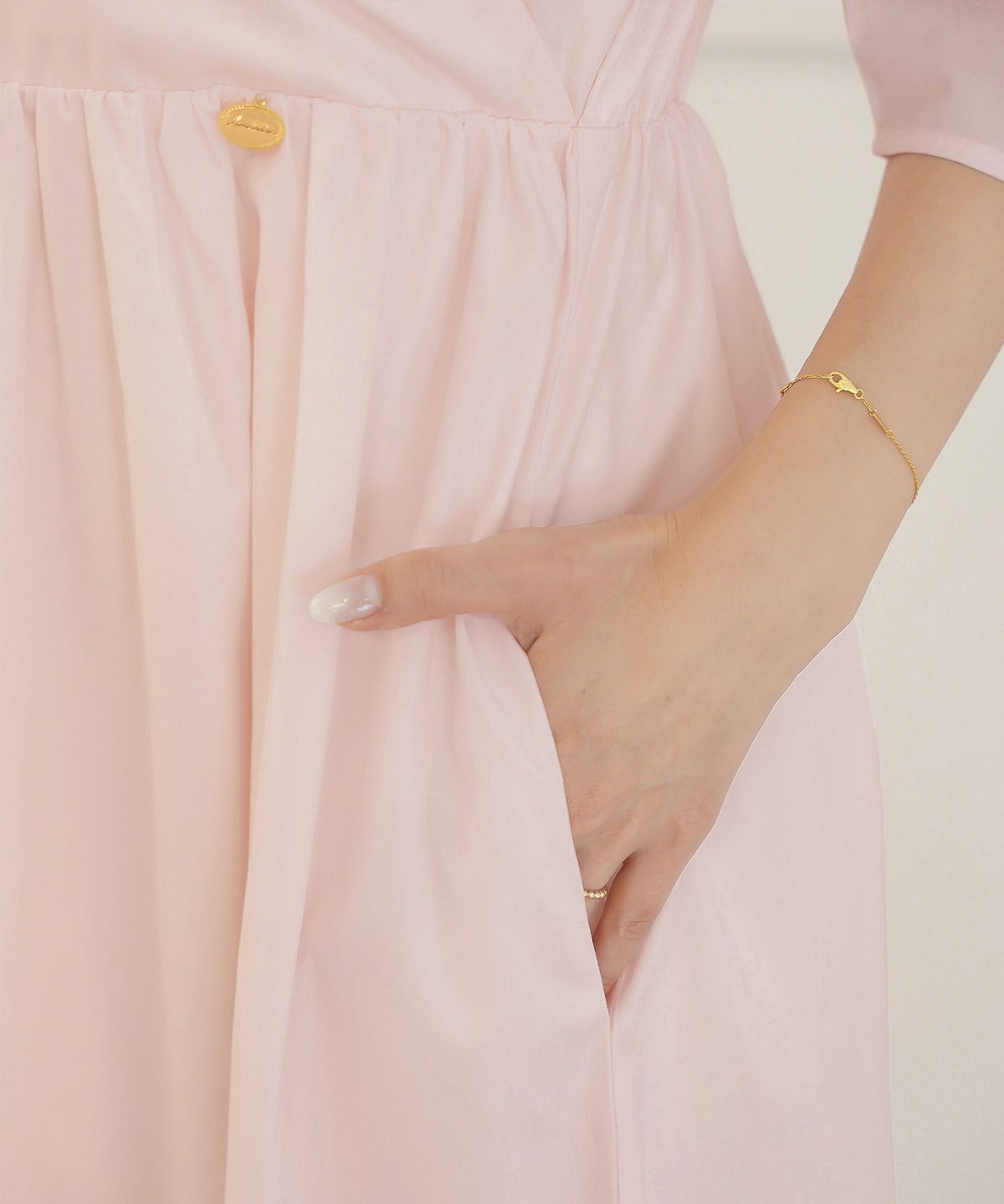 ワンピース カシュクール 半袖 6分袖  パール パワショル フェミニン 大人 マタニティ