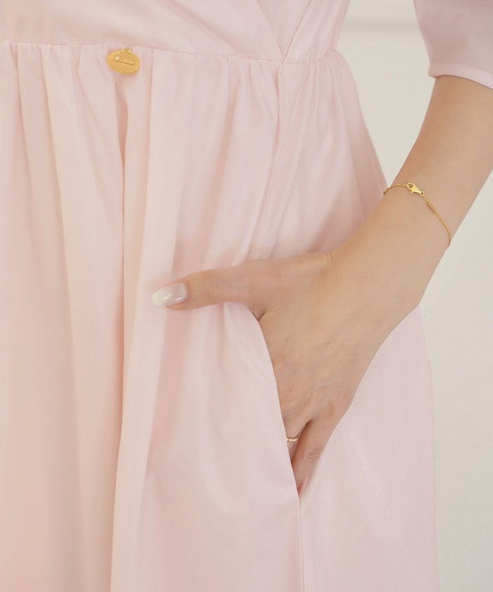 ワンピース カシュクール 半袖 6分袖  パール パワショル フェミニン 大人 マタニティ