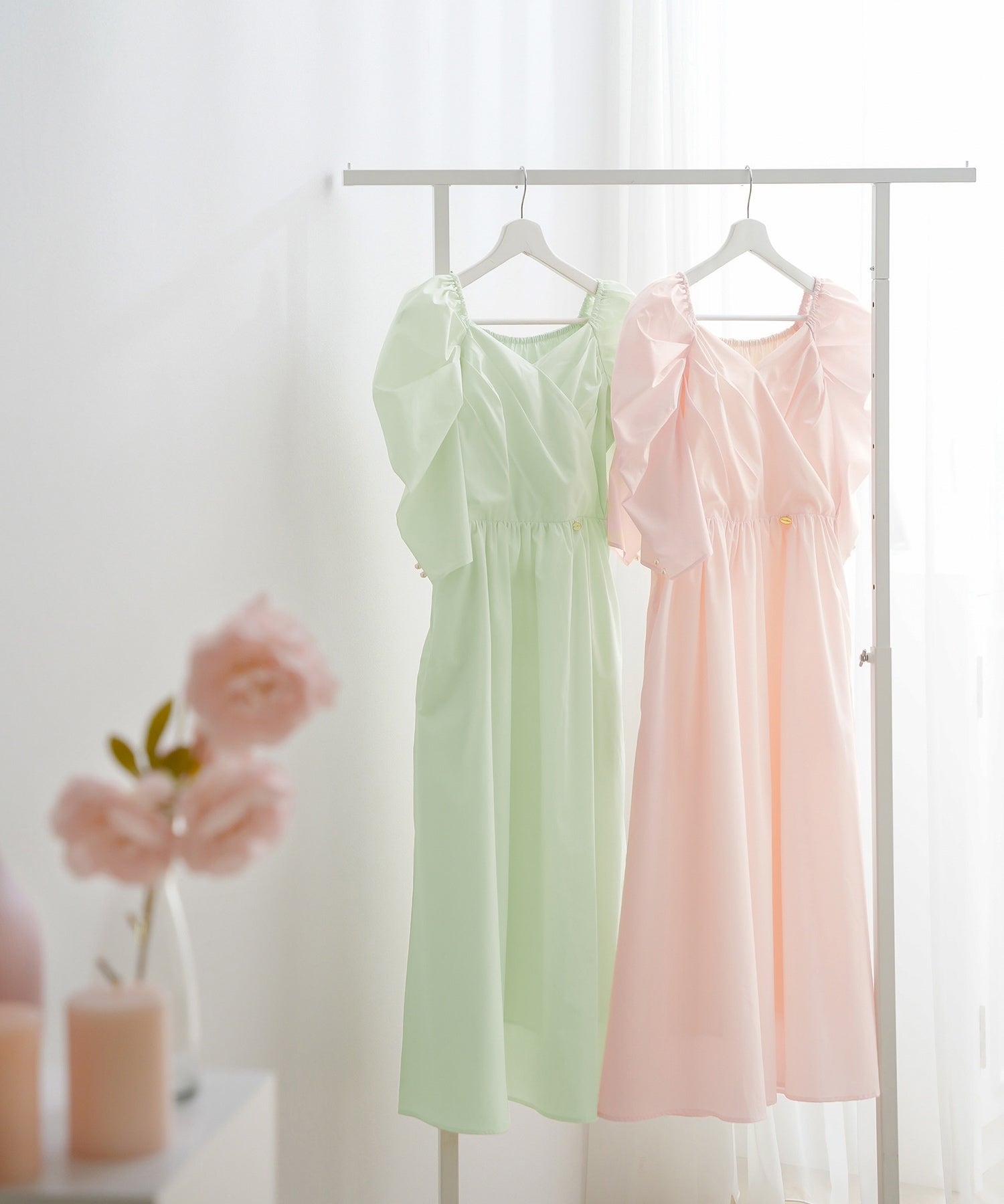 EarlyAutumn-SALE カシュクール パワショル ワンピース 6分袖 le reve