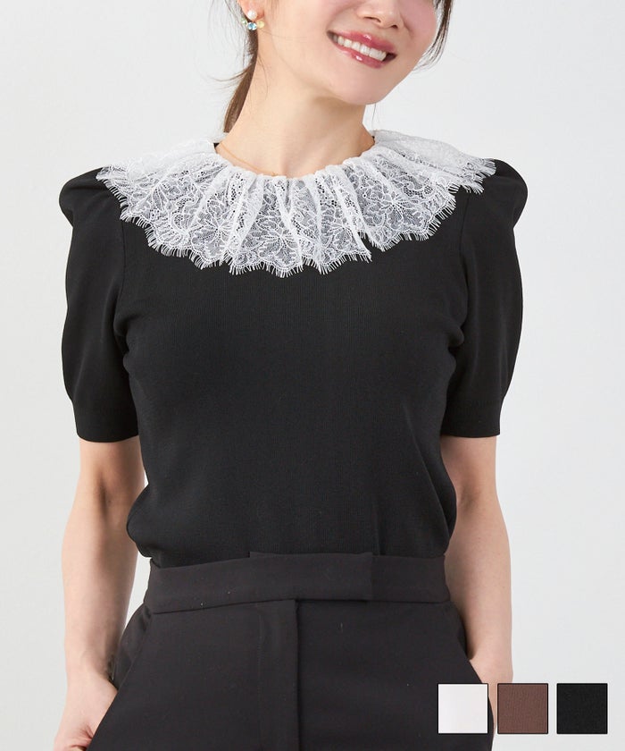 レースフリル ニット プルオーバー Liala×PG