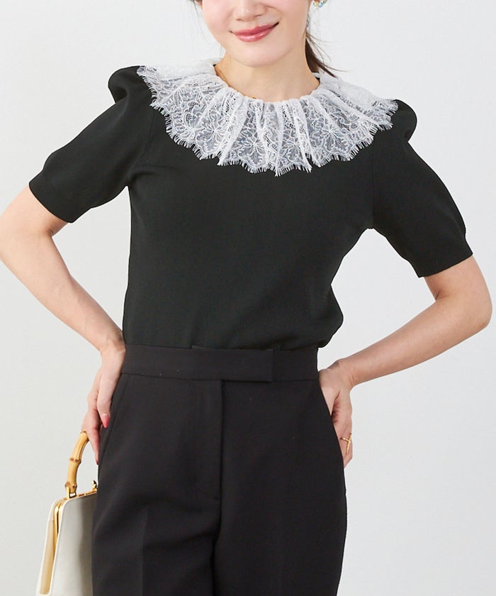 手洗い可 サマーニット ドライタッチ シャリ感 涼感 春 夏 フェミニン 上品 大人可愛い きれいめ 大人カジュアル ジョイントスペース