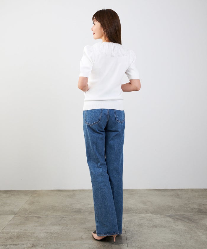 手洗い可 サマーニット ドライタッチ シャリ感 涼感 春 夏 フェミニン 上品 大人可愛い きれいめ 大人カジュアル ジョイントスペース