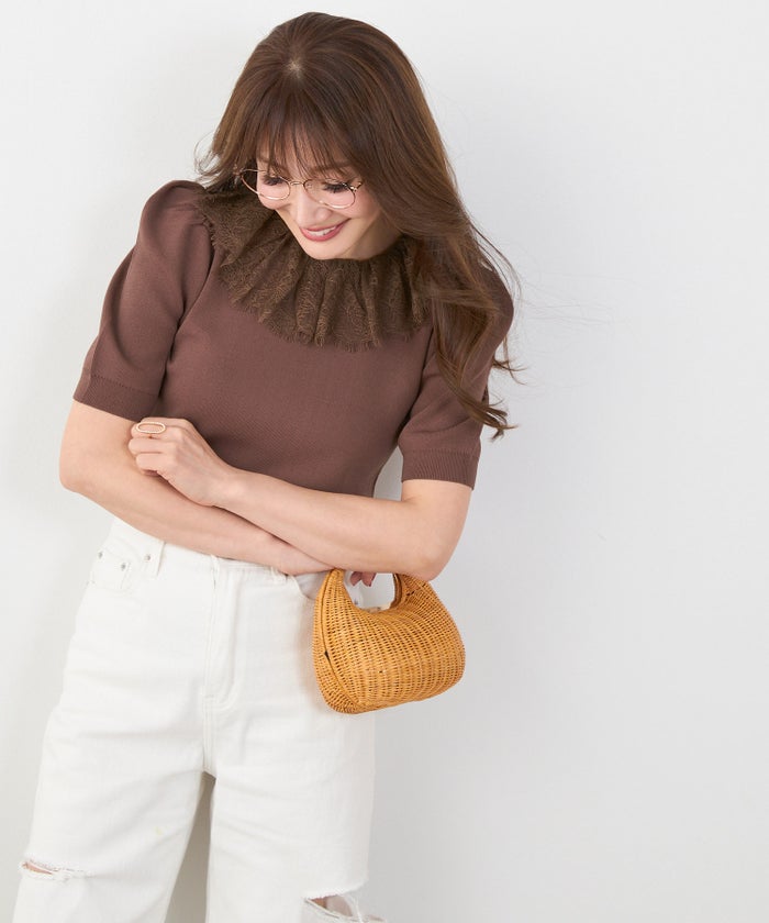 手洗い可 サマーニット ドライタッチ シャリ感 涼感 春 夏 フェミニン 上品 大人可愛い きれいめ 大人カジュアル ジョイントスペース