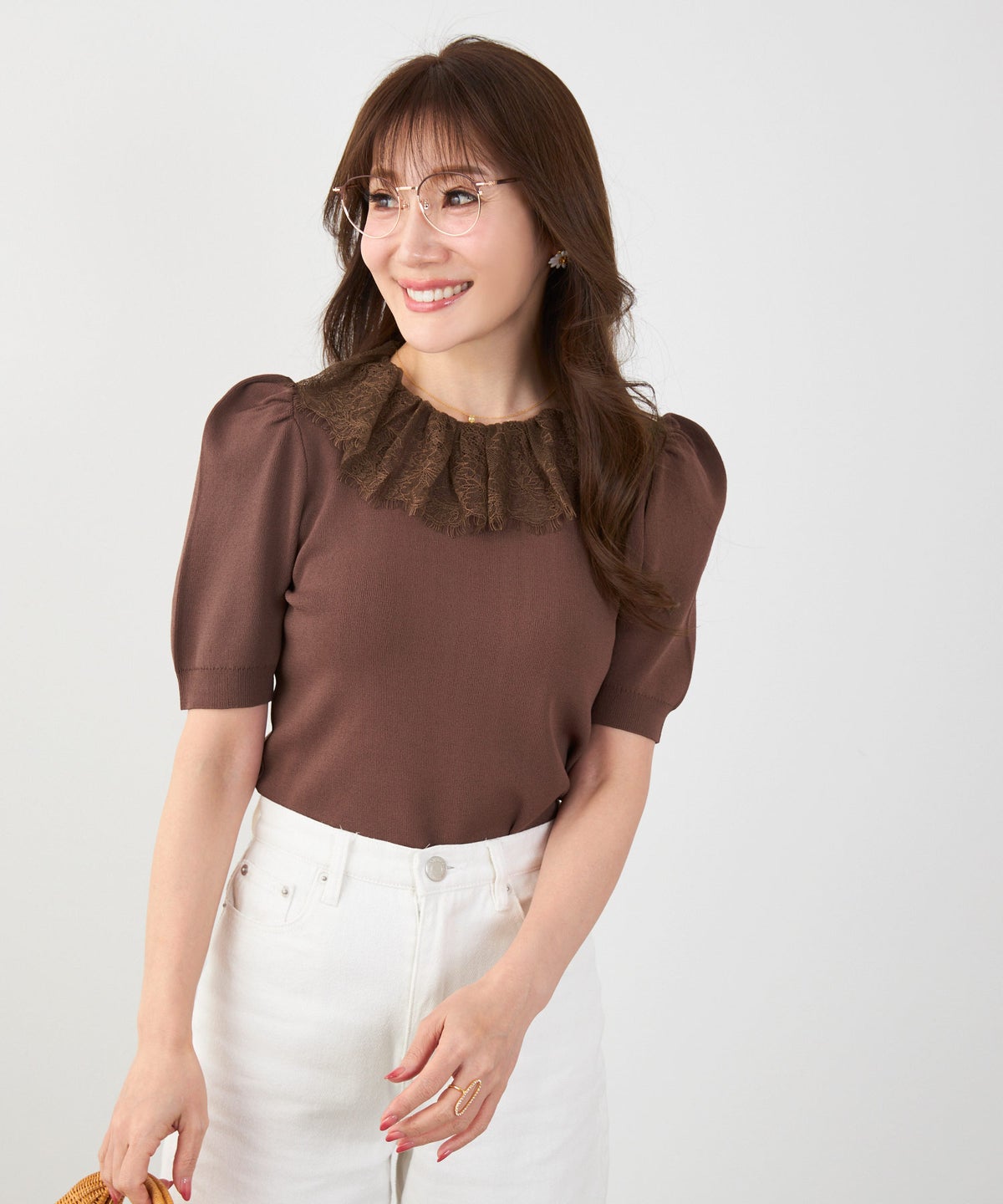 手洗い可 サマーニット ドライタッチ シャリ感 涼感 春 夏 フェミニン 上品 大人可愛い きれいめ 大人カジュアル ジョイントスペース