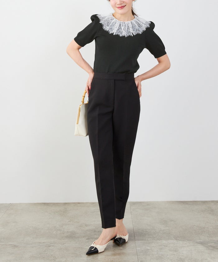 手洗い可 サマーニット ドライタッチ シャリ感 涼感 春 夏 フェミニン 上品 大人可愛い きれいめ 大人カジュアル ジョイントスペース