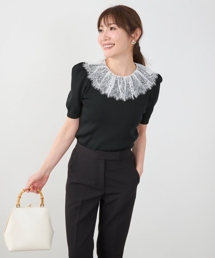 手洗い可 サマーニット ドライタッチ シャリ感 涼感 春 夏 フェミニン 上品 大人可愛い きれいめ 大人カジュアル ジョイントスペース