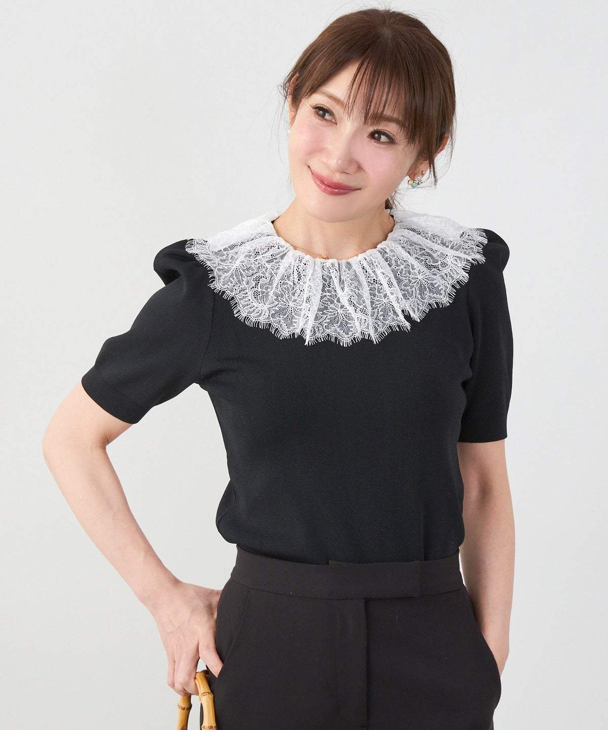 手洗い可 サマーニット ドライタッチ シャリ感 涼感 春 夏 フェミニン 上品 大人可愛い きれいめ 大人カジュアル ジョイントスペース