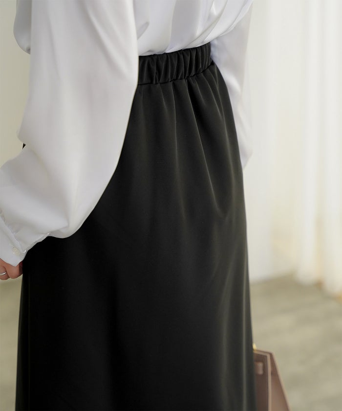 サテン ナロー スカート ボトムス レディース サックス ベージュ ブラック S M