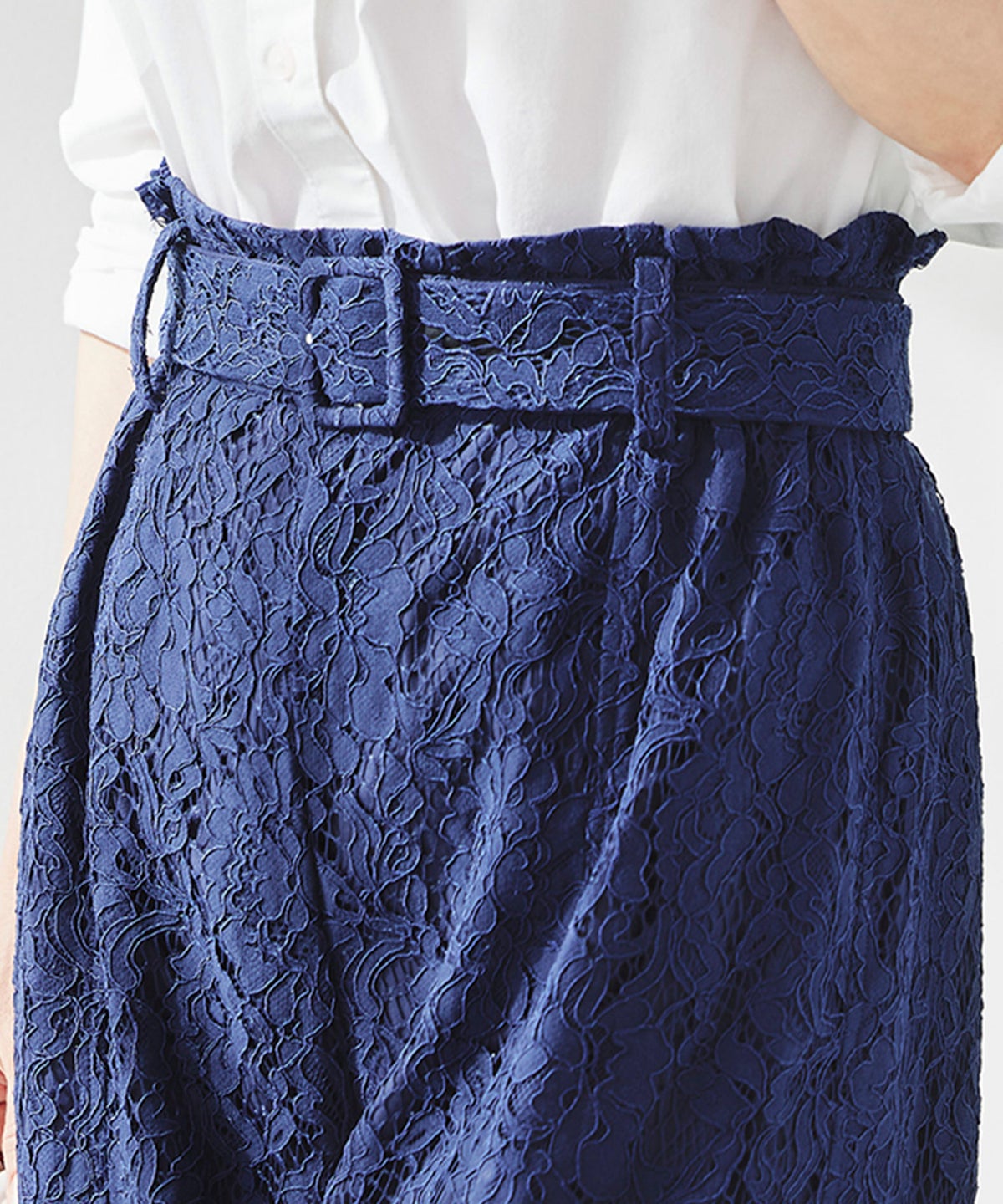 総レース ワイドパンツ オケージョン 結婚式 上品 フェミニン きれいめ 体型カバー 楽ちん 入学式 通勤 セットアップ ホワイト ピンク ネイビー ＆BLOOM（アンドブルーム）