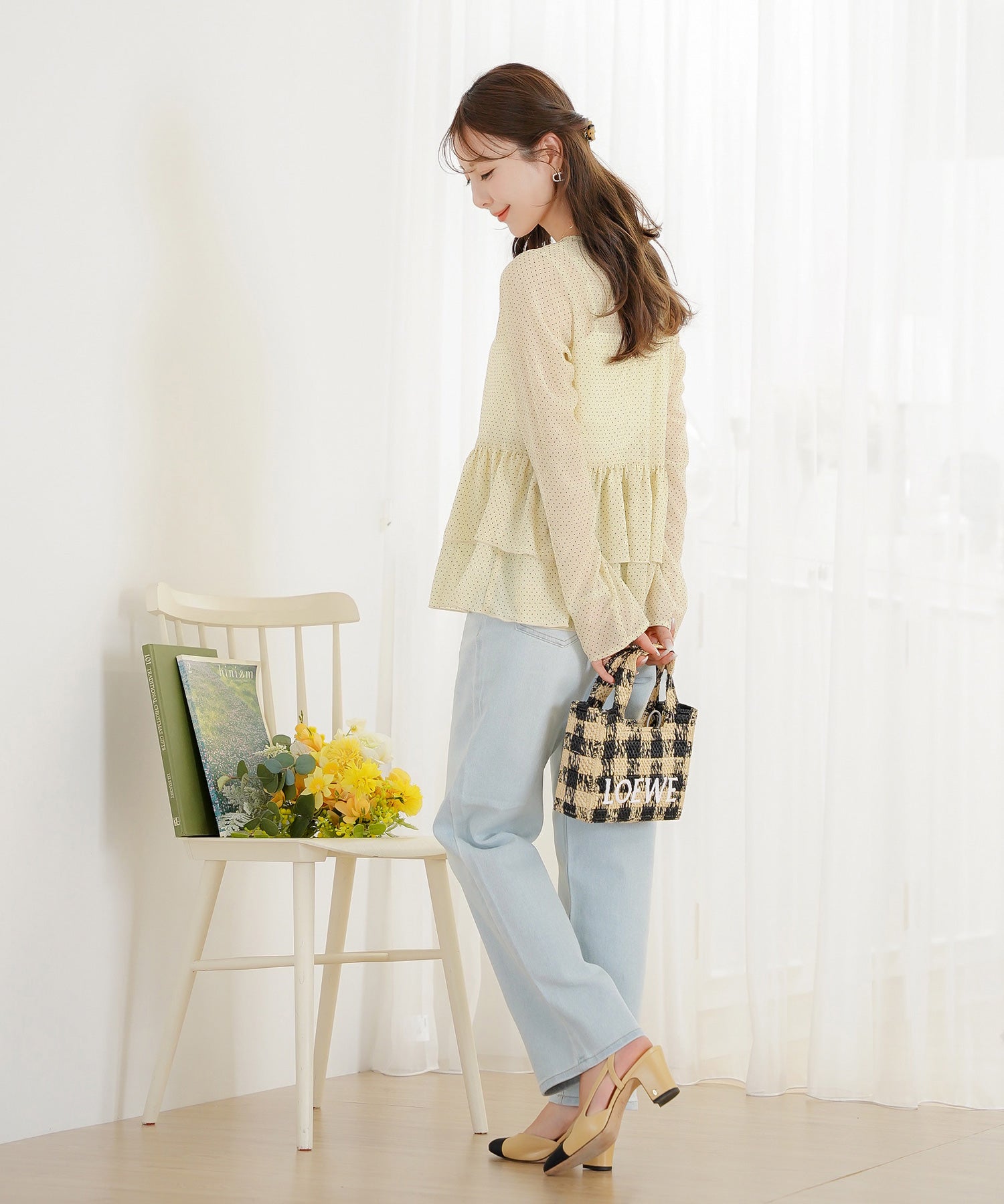 SUMMER-SALE ドット ブラウス キャミソール セット le reve vaniller