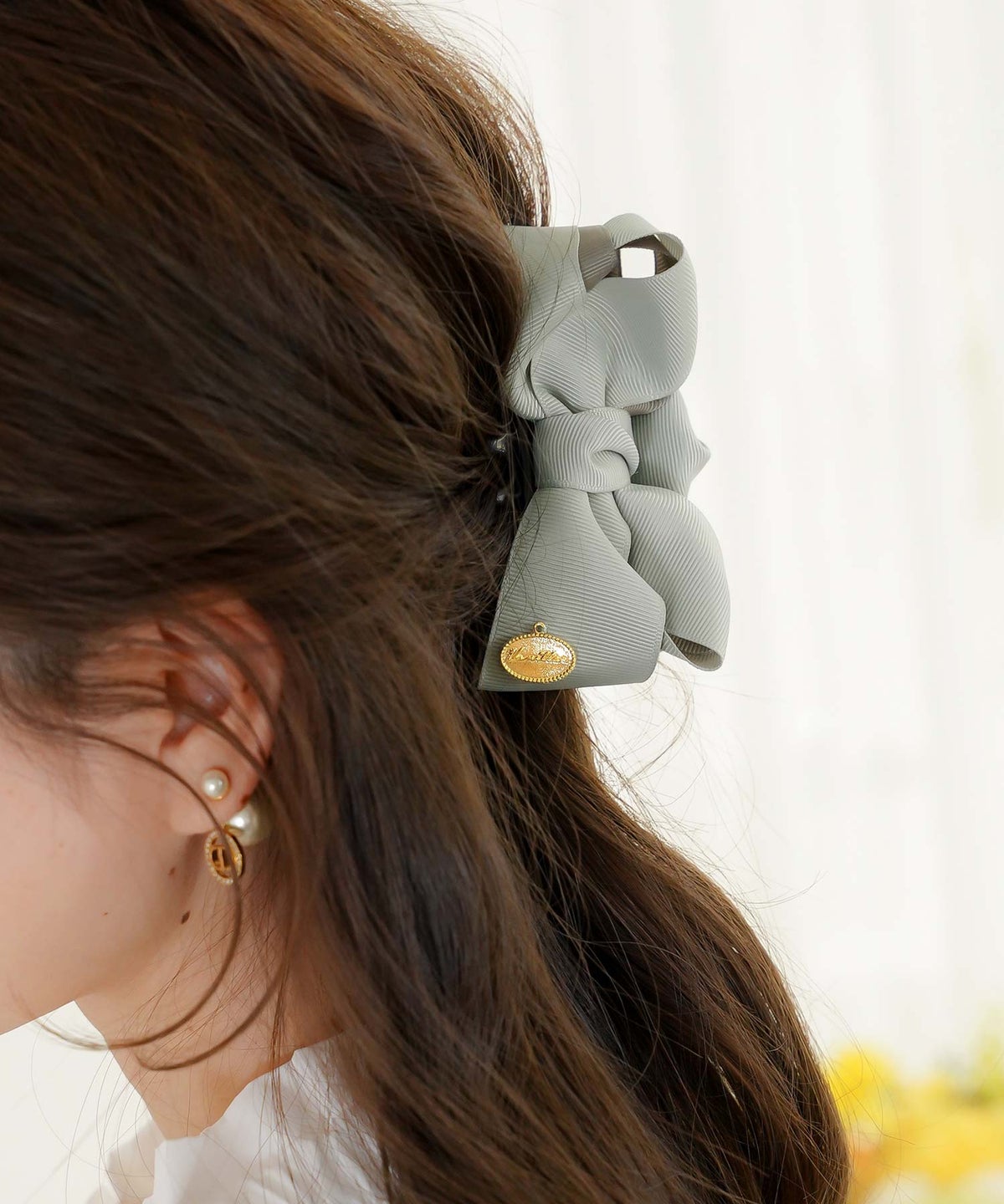 ヘアアクセサリー リボン グログラン きれいめ 配色 バイカラー かわいい 上品 式典 ヘアスタイル アップスタイル ヘアアレンジ