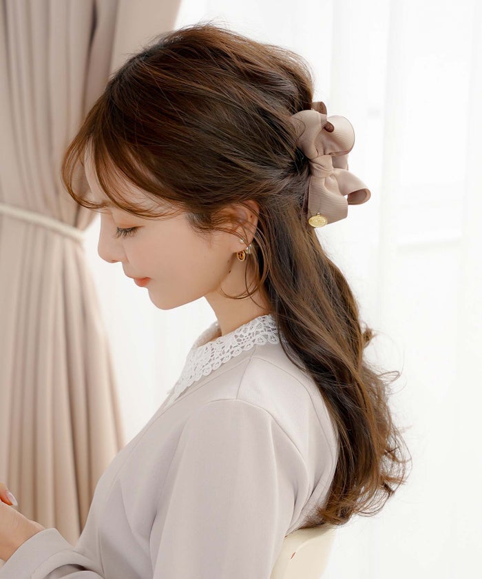ヘアアクセサリー リボン グログラン きれいめ 配色 バイカラー かわいい 上品 式典 ヘアスタイル アップスタイル ヘアアレンジ