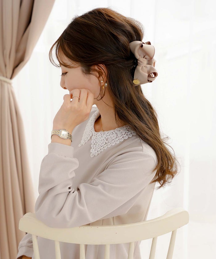 ヘアアクセサリー リボン グログラン きれいめ 配色 バイカラー かわいい 上品 式典 ヘアスタイル アップスタイル ヘアアレンジ