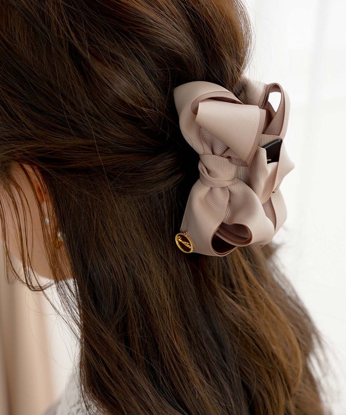 ヘアアクセサリー リボン グログラン きれいめ 配色 バイカラー かわいい 上品 式典 ヘアスタイル アップスタイル ヘアアレンジ