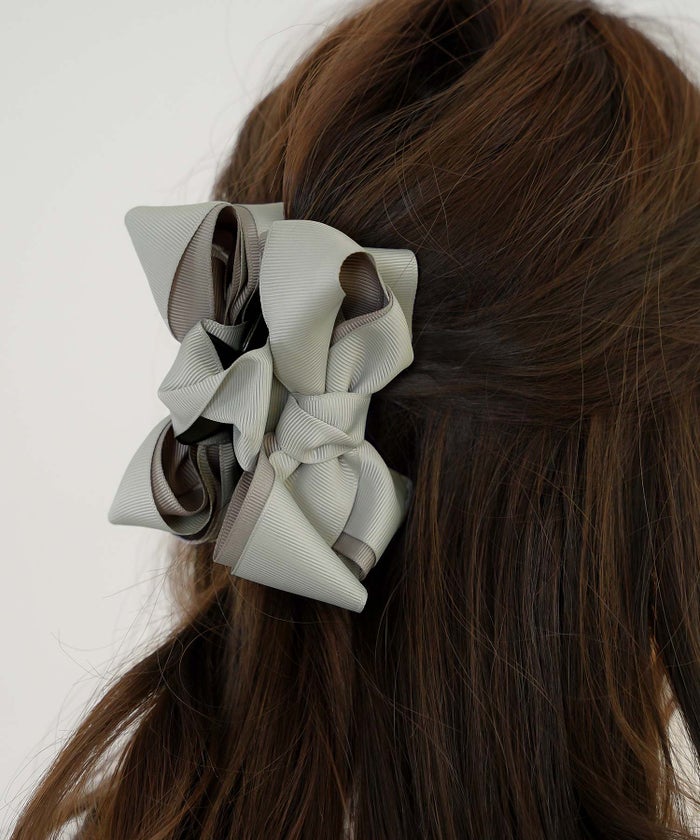 ヘアアクセサリー リボン グログラン きれいめ 配色 バイカラー かわいい 上品 式典 ヘアスタイル アップスタイル ヘアアレンジ