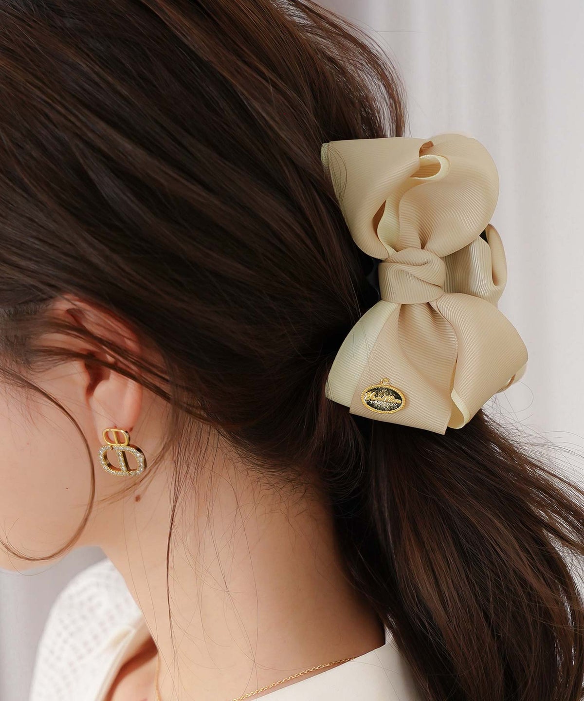 ヘアアクセサリー リボン グログラン きれいめ 配色 バイカラー かわいい 上品 式典 ヘアスタイル アップスタイル ヘアアレンジ