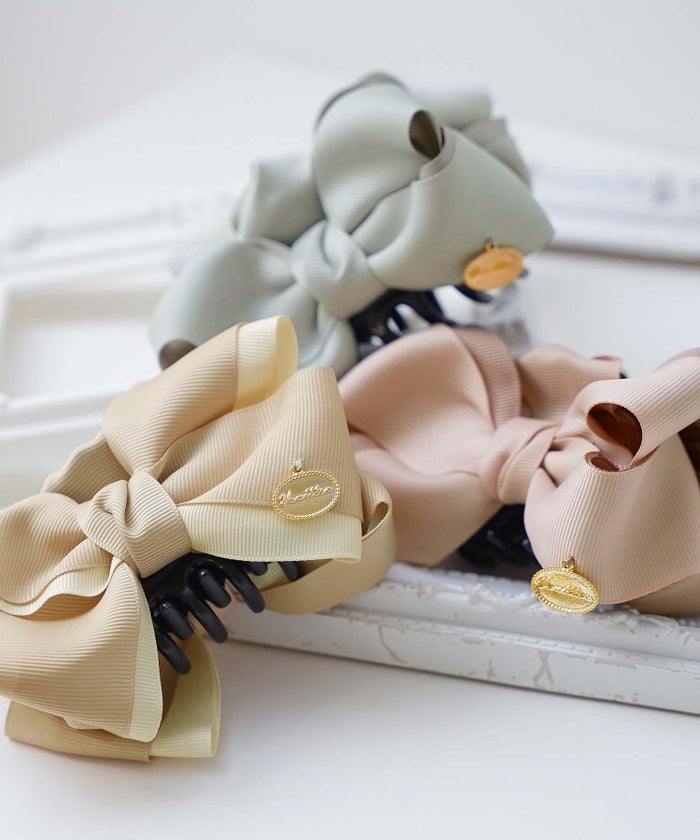 ヘアアクセサリー リボン グログラン きれいめ 配色 バイカラー かわいい 上品 式典 ヘアスタイル アップスタイル ヘアアレンジ