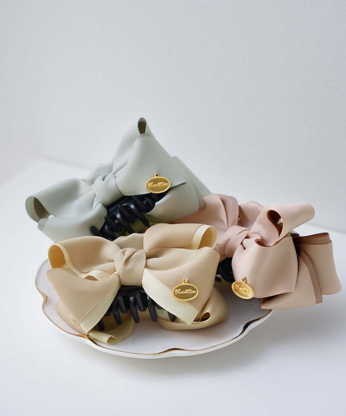 ヘアアクセサリー リボン グログラン きれいめ 配色 バイカラー かわいい 上品 式典 ヘアスタイル アップスタイル ヘアアレンジ