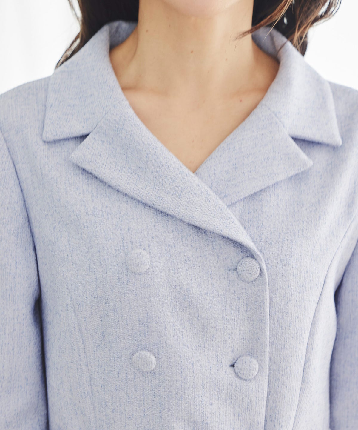 ツイードライク クラシカル ワンピース サマーツイード ダブルボタン 襟付き ベルト付き 裏地付き フレア 春 秋 入学式 食事会 ピンク ラベンダー