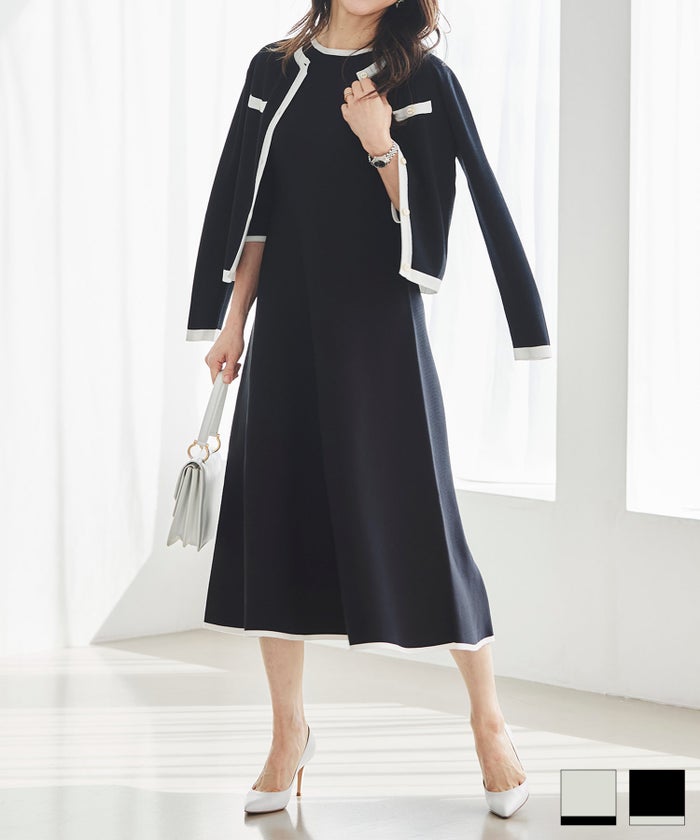 ホールガーメント バイカラー ニットワンピース ＆BLOOM（アンドブルーム）