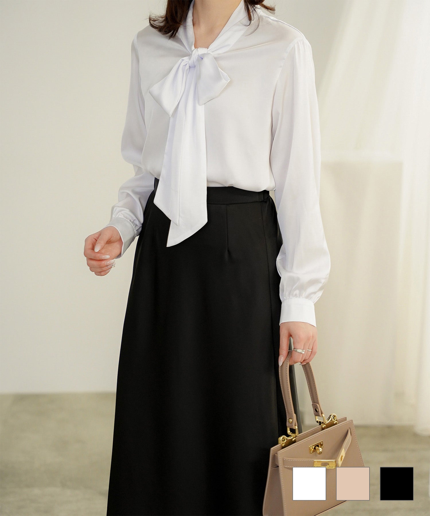 サテン ボウタイ ブラウス HUIT 全3色｜hit811-0358【1】 - ブラウス