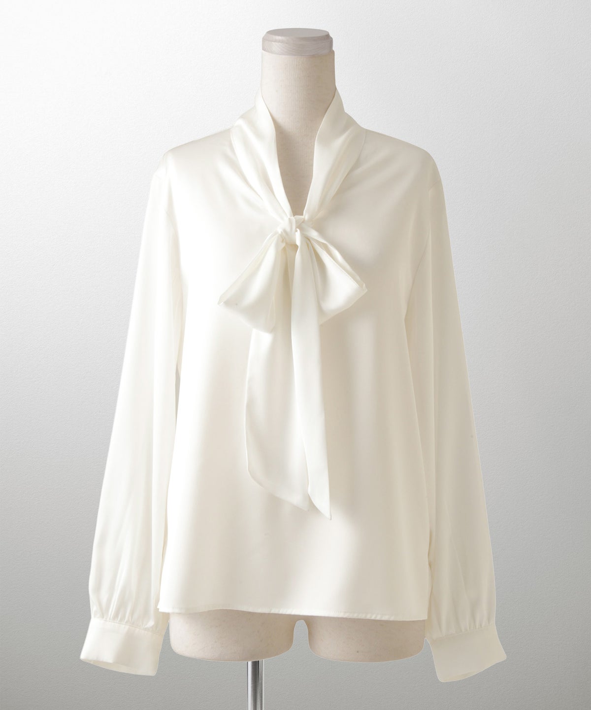 サテン ボウタイ ブラウス レディース ファッション M ホワイト ピンクベージュ ブラック