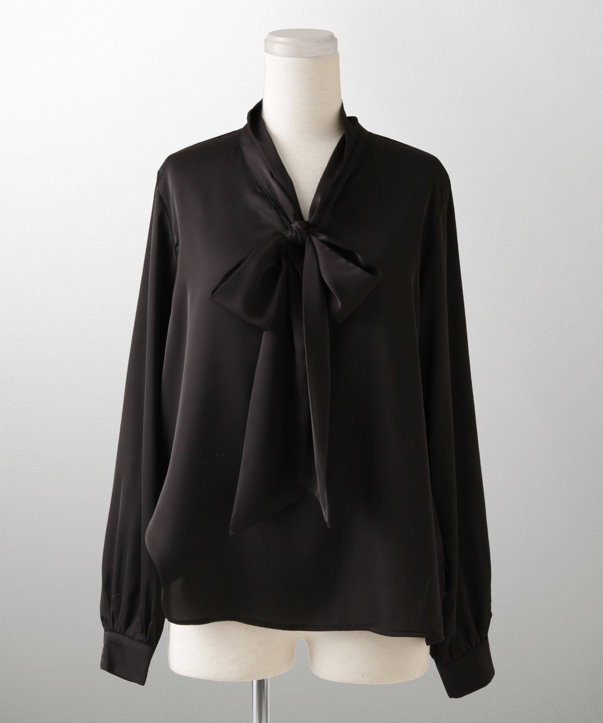 サテン ボウタイ ブラウス レディース ファッション M ホワイト ピンクベージュ ブラック