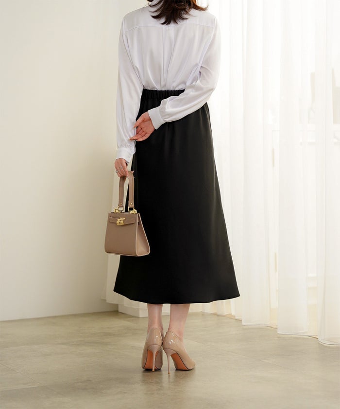 サテン ボウタイ ブラウス レディース ファッション M ホワイト ピンクベージュ ブラック