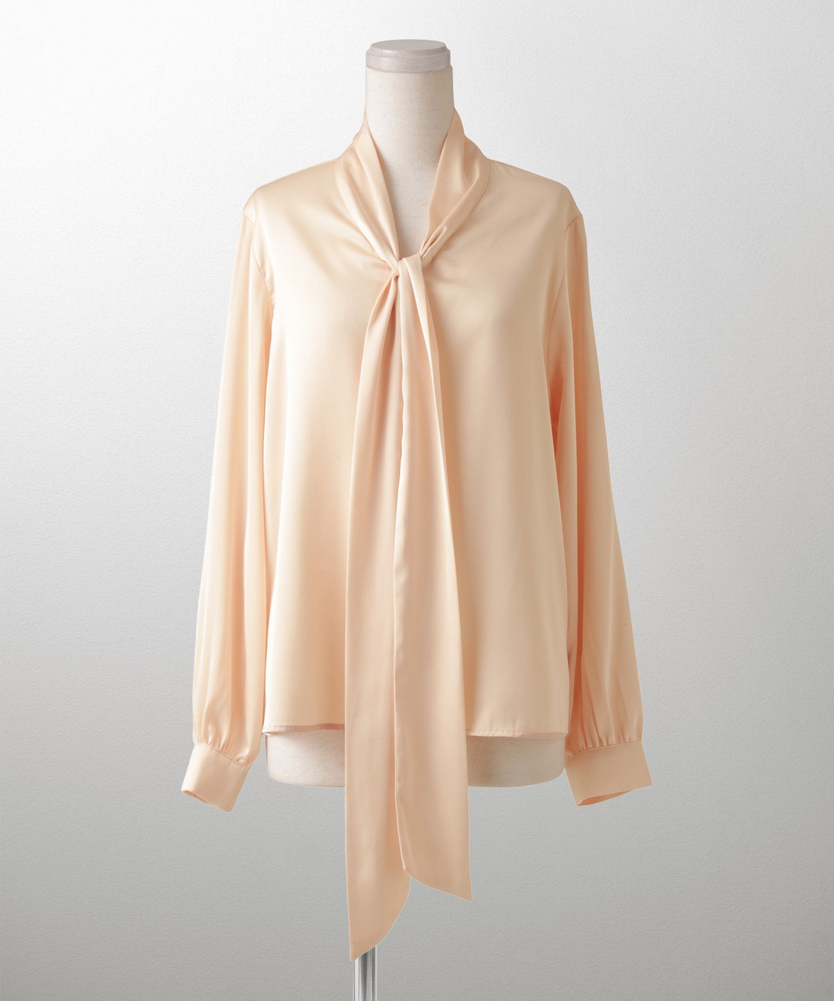 サテン ボウタイ ブラウス レディース ファッション M ホワイト ピンクベージュ ブラック