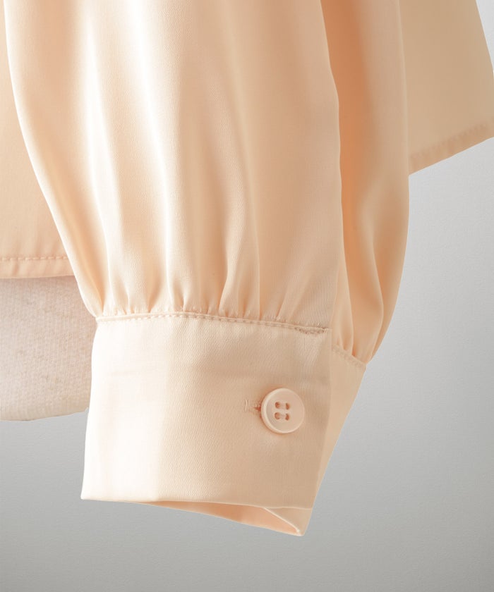 サテン ボウタイ ブラウス レディース ファッション M ホワイト ピンクベージュ ブラック