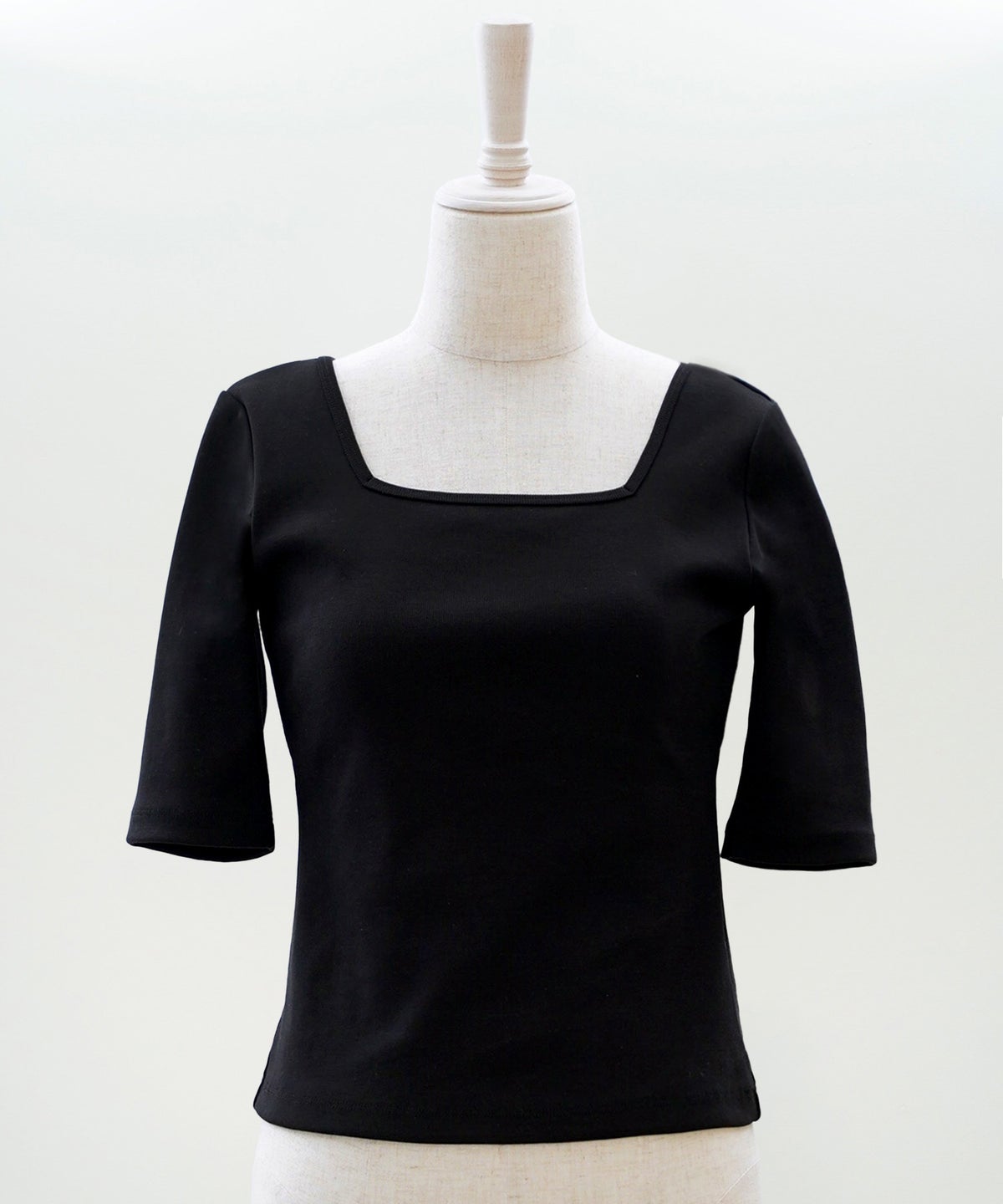 UVカット スクエアネック カットソー 接触冷感 透湿 綿100 半袖 ホワイト ブラック ボーダー 通勤 きれいめ 涼しい 春 夏 UVカット スクエアネック トップス ＆BLOOM（アンドブルーム）